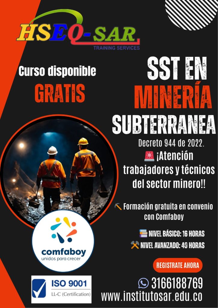 FORMACION CERTIFICACION EN MINERIA SUBTERRANEA PRIMEROS EN COLOMBIA-MINTRABAJO